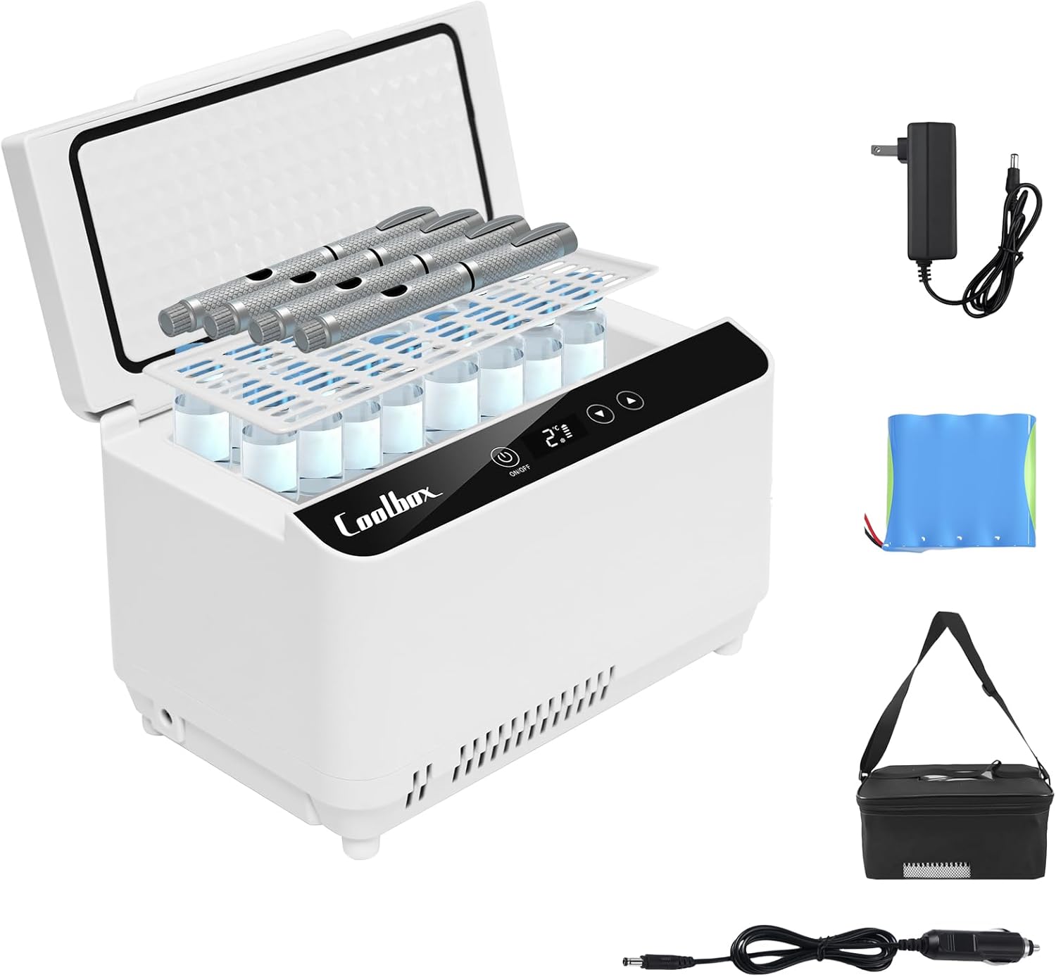 Electric portable refrigerated travel case with LCD temperature display