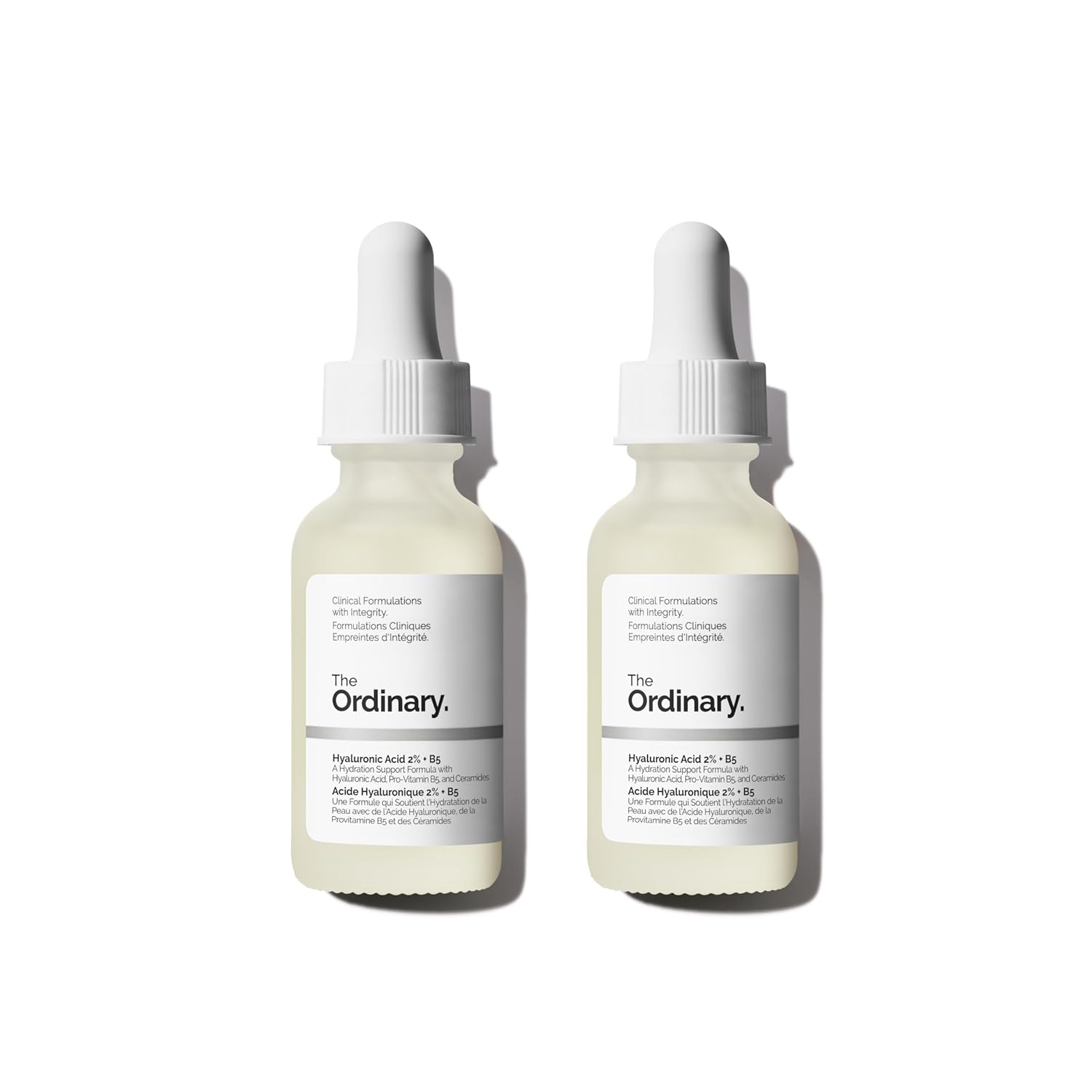 Two bottles of The Ordinary Hyaluronic Acid 2% + B5 serum